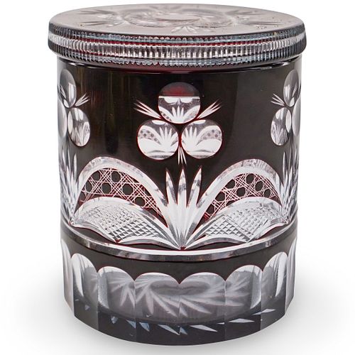 Cranberry Crystal Cut Jar
