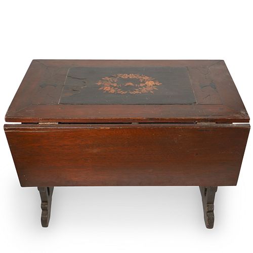 Small Drop Leaf Marquetry Table