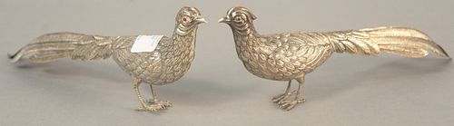 Pair of silver pheasants, ht. 4", lg. 11", 4.9 t.oz. .
