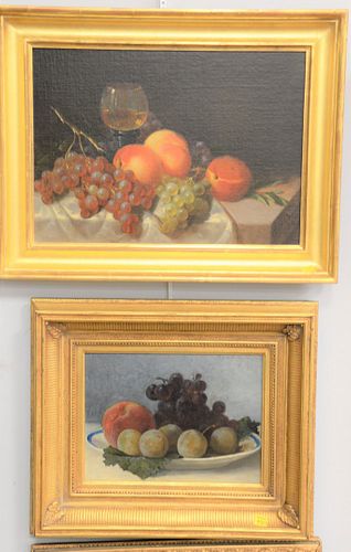 Four 19th C. still life oil on canvas of fruit to include R.H. Craig Still Life of Fruit, 8 1/2" x 11 1/2", signed lower right, 'R.H. Craig 1864' and 