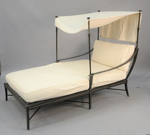 Richard Frinier for Century outdoor double chaise with canopy, ht. 59", lg. 80", wd. 45".