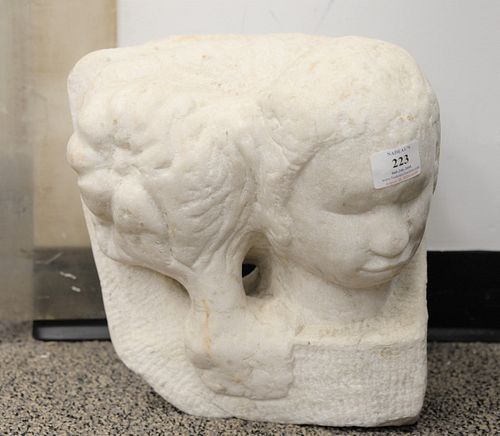 Carved marble sculpture, bust of a girl, ht. 13", wd. 11".