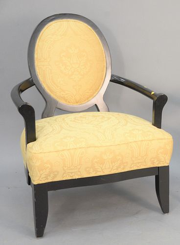 Contemporary upholstered deep armchair, ht. 40", wd. 31". Estate of Marilyn Ware Strasburg, PA.
