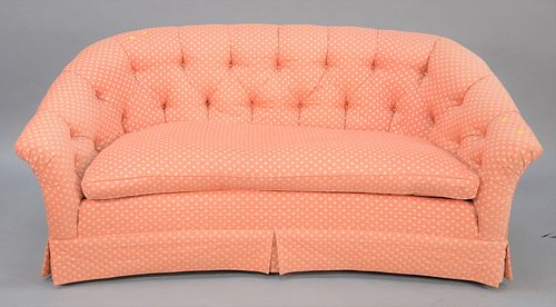 De Angelis custom curved sofa having tufted back, ht. 34", lg. 76".