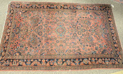 Sarouk Oriental scatter rug, 3' 4" x 5' 3", worn.