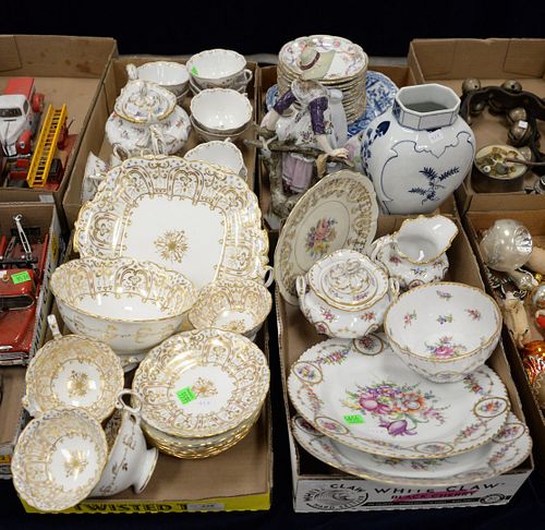 Four tray lots of porcelain to include dessert set, vases, figurines, etc.