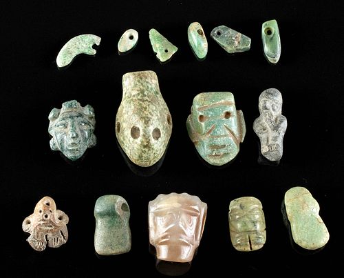 Pre-Columbian Jade and Stone Amulets (14 pcs)