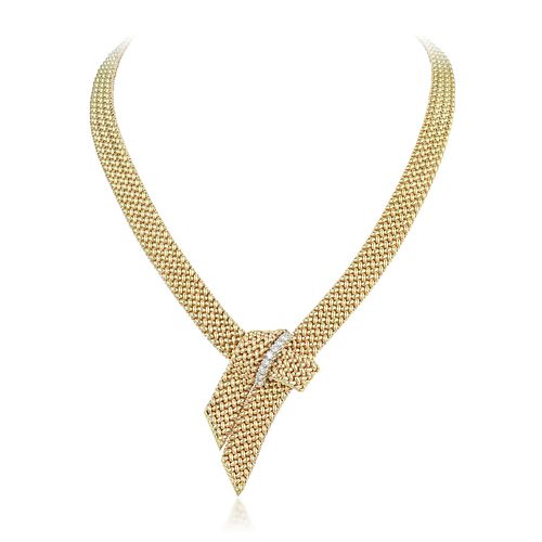 Vintage Diamond Ribbon Necklace