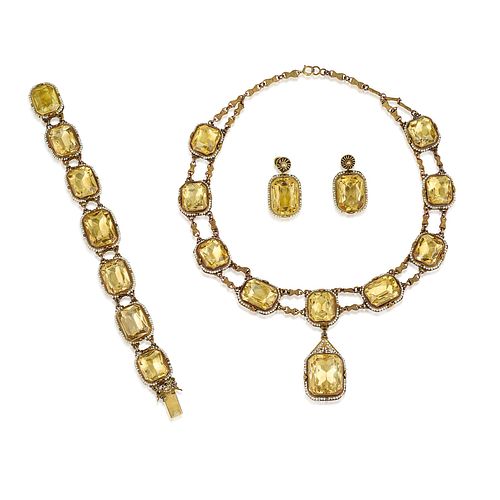 Antique Citrine and Seed Pearl Set