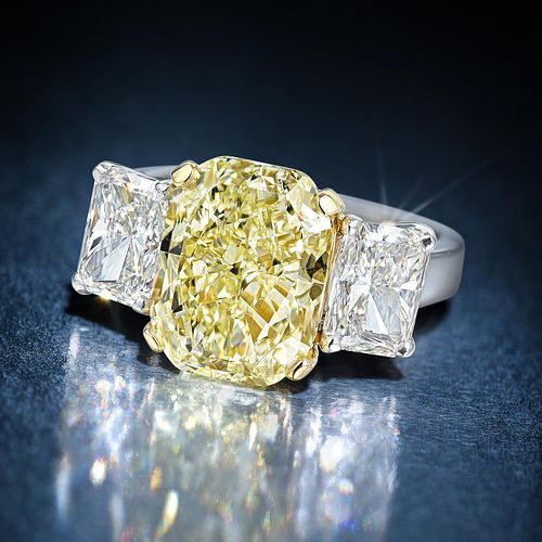5.59-Carat Fancy Yellow Diamond Ring
