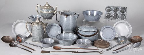 Collection of grey graniteware, early 20th c.