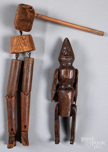 Two carved and articulated figures, ca. 1900
