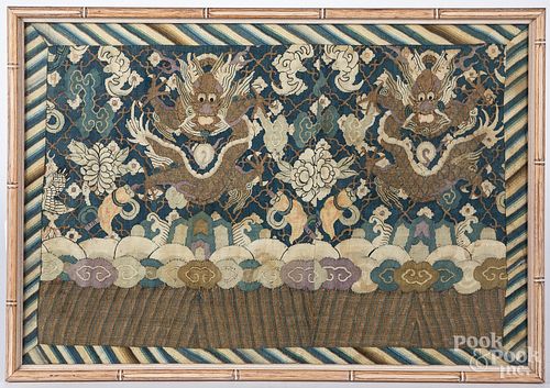Chinese embroidered dragon panel