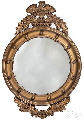 Giltwood convex mirror, early 20th c.