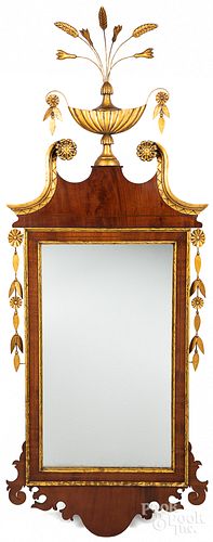 Federal mahogany and giltwood mirror, ca. 1800