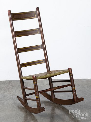 Painted ladderback rocking chair, 19th c.