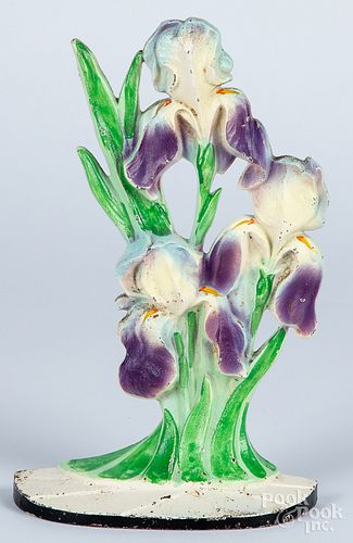 Hubley cast iron doorstop of a purple iris