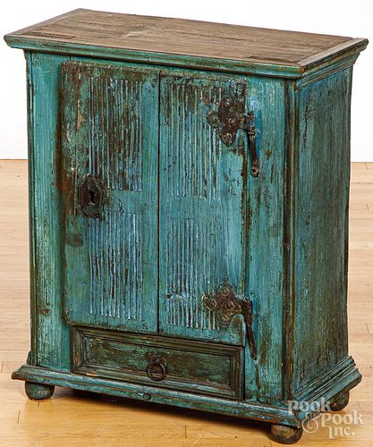 Continental painted pine cupboard, 19th c.