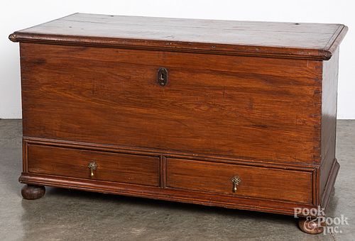 Yellow pine blanket chest, mid 18th c.