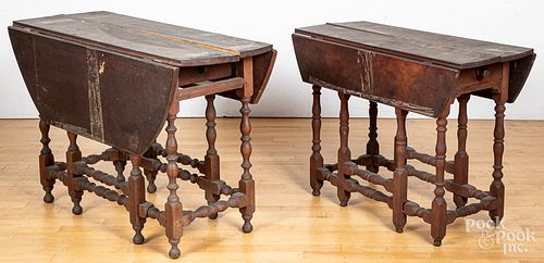 Two William and Mary walnut gateleg tables