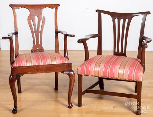 Two Georgian mahogany armchairs, 18th c.