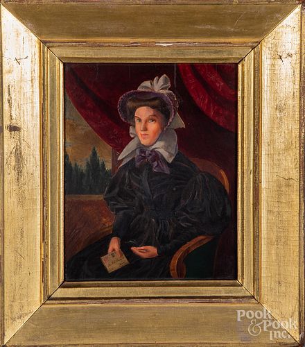 Oil on panel portrait of a woman, ca. 1835