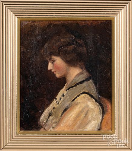Oil on canvas portrait of a woman, early 20th c.