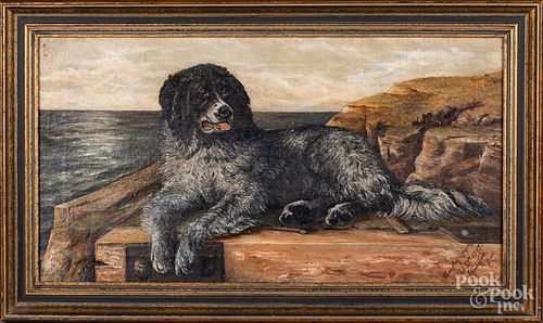 Anna May Robinson, oil on canvas of a spaniel