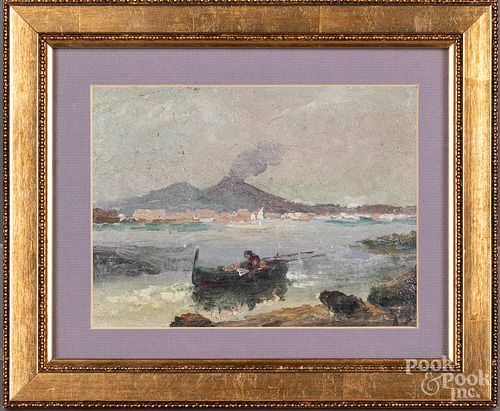 Oil on canvas seascape, early 20th c.