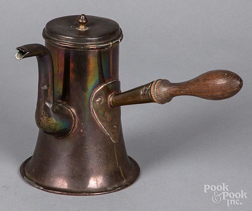Dovetailed copper chocolate pot, 19th c.