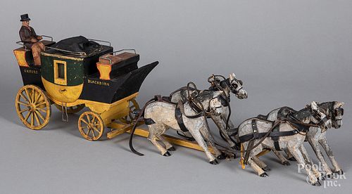 Carved and painted mail carriage, 19th c.