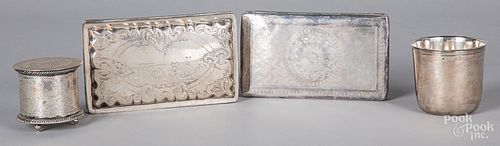 Two Continental silver boxes, etc.