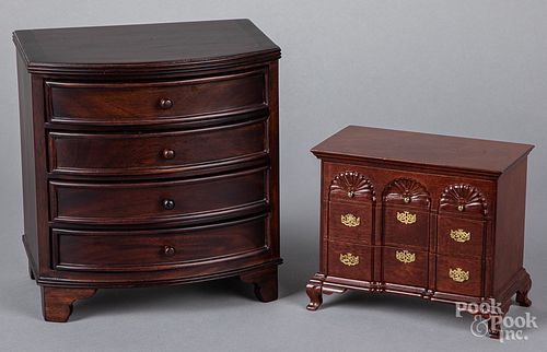 Two miniature Chippendale style mahogany chests