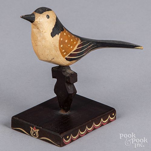 Carved and painted folk art bird, 20th c.