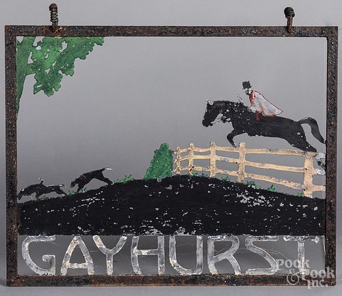 Painted sheet iron house sign for Gayhurst