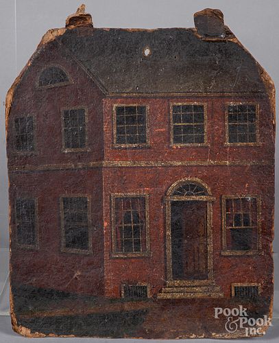 Painted pressboard of a schoolhouse