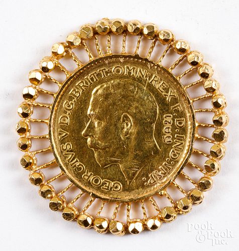 1925 George V gold sovereign, mounted in a pendan