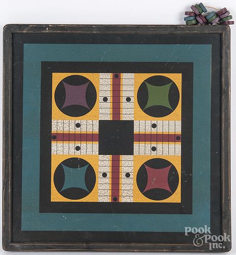 Contemporary painted parcheesi gameboard