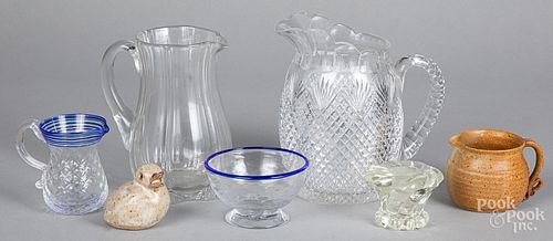 Five pieces of colorless glass, etc.