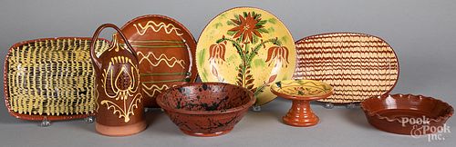 Eight pieces of contemporary redware