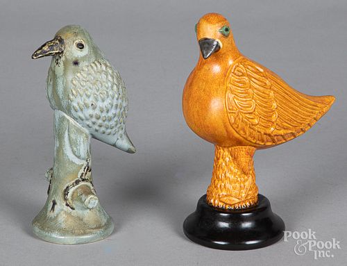 Two Seagreaves redware birds