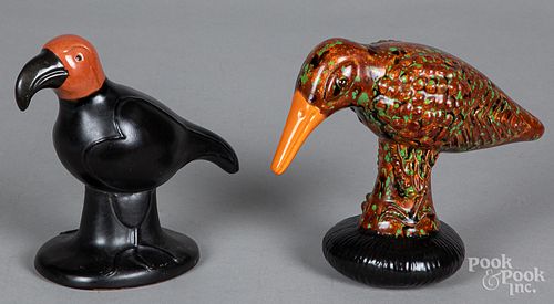 Two Seagreaves redware birds