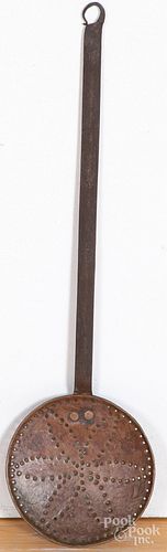 Wrought iron and copper straining ladle, 19th c.