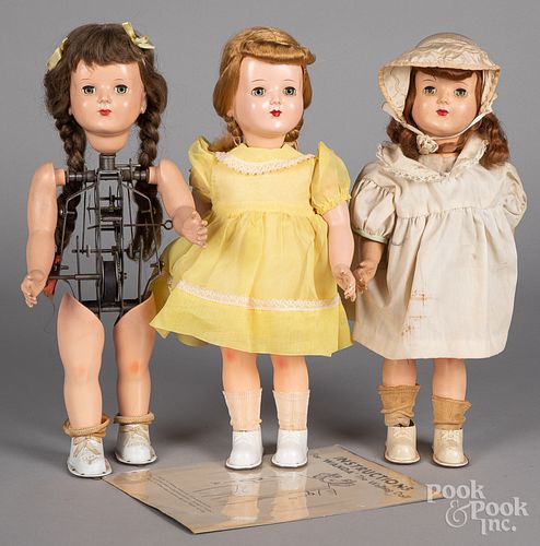 Three hard plastic Wanda the Walking Doll