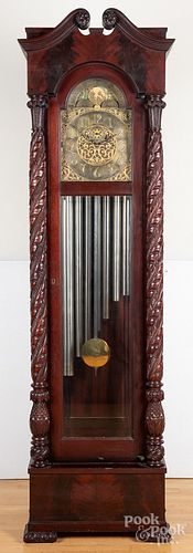 Mahogany tall case clock, ca. 1900