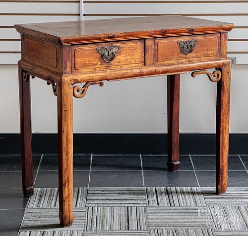 Chinese hardwood table, with two drawers