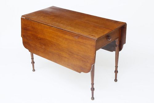 19th Century New England Cherry One Drawer Drop Leaf Table