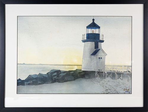 Marshal DuBock Watercolor on Paper, "Sunrise at Brant Point"