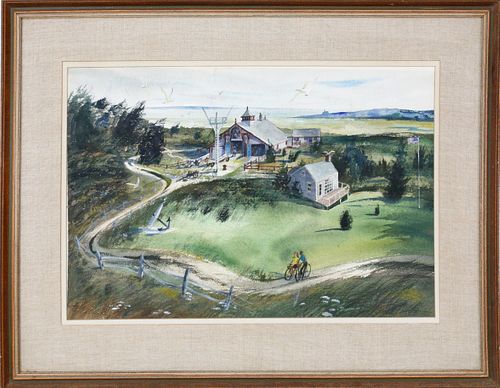C. Robert Perrin Watercolor, "Life Saving Museum", Nantucket