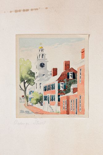 Doris and Richard Beer Watercolor on Paper, "Orange Street"